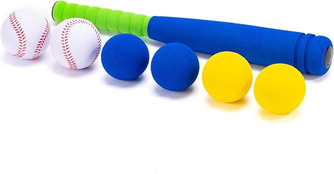 CeleMoon 16.5 Inch [Mini Size] Soft Kids Foam Baseball Bat Toy Set with 6 Balls, Gift for Toddler Age 3 Years Old Indoor Outdoor Sport T Ball Bat Playing Sport Game (Blue)