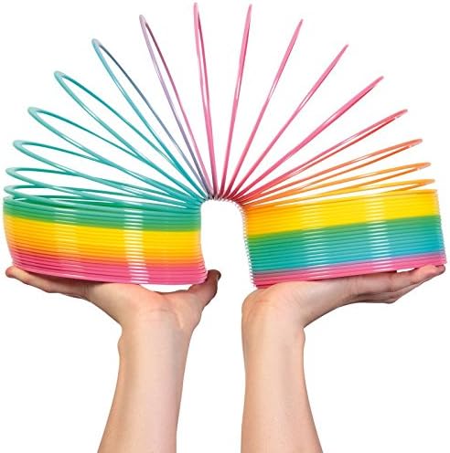 Liberty Imports 6" Jumbo Rainbow Coil Spring - Giant Classic Novelty Toy, Big Fun Large Magic Walking Magic Spring for Fidget and Stress Relief - Great Gift for Kids, Adults (Round)