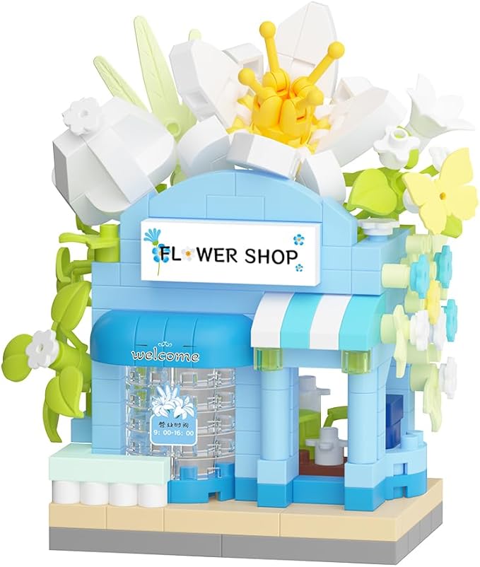 Lilies Mini Flower Shop Building Toy Street City Store View Micro House Toys Festival Blocks Set for Home Decor Gifts
