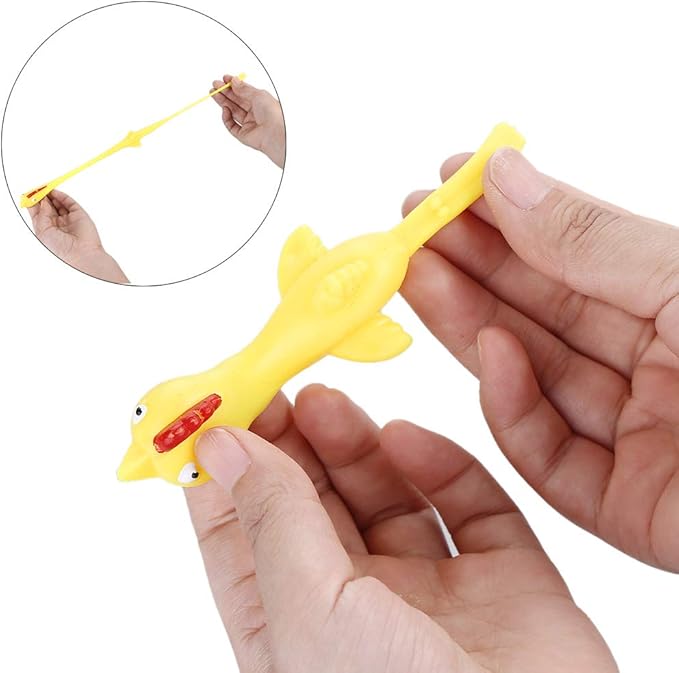 CCINEE 12 PCS Slingshot Chicken Sticky Funny Rubber Chickens Toy Easter Chicks Turkey Toys Gifts for Kids