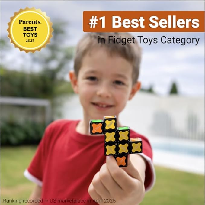 TOSY Magnet Cube 2x2 - 8 Blocks, 2in1 Toy: 2x2x2 Puzzle Cube and Customizable Infinity Cube, Easter Basket Stuffers Gifts for Kids/Grandkids, Glowing w/ UV Flashlight, STEM Toy, 4-Pack