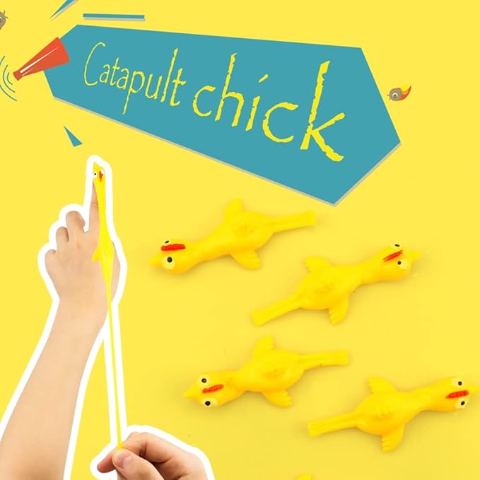 TCOTBE 10 Pack Slingshot Chicken,Slingshot Chicken Rubber Flick Flying Chicken,Funny Christmas, Flingers Stretchy Game for Boys and Girls Party Favor School Activity Fun Present