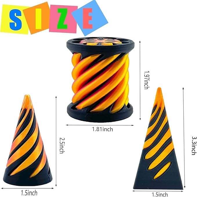 Valentines Day Gift for Kids 3 Packs Impossible Cone,Impossible Cones passthrough Impossible Pyramid for Relaxing,Spiral Fidget Toy passthrough Impossible Cone,Birthday for Adults & Kids
