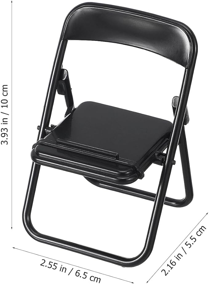 Gadpiparty 12pcs Mini Chairs for Crafts, Mini Folding Chair, Action Figure Accessories Phone Holder Stand Doll Dollhouse Decoration Miniature Furniture Black
