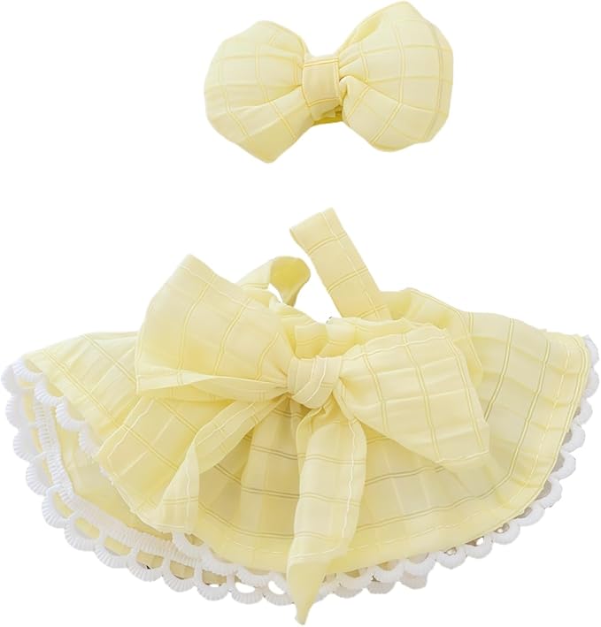 Clothes for Lu bubu 17cm Dolls Accessories (No Doll), Kawaii Skirt Outfit Set 2 Pieces for 17cm Dolls Suit, Stylish Dress Up Flower Dolls Clothing Set Replacement Yellow