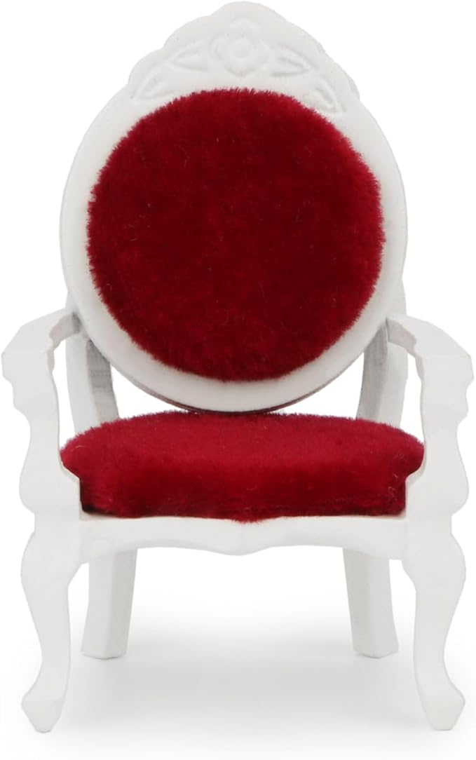 Dollhouse Chair Miniature Furniture Retro Vintage Chair Wooden Accessories 1:12 Chairs Upholstered Victorian Carved Armchair for Christmas Decoration Ornament (C)