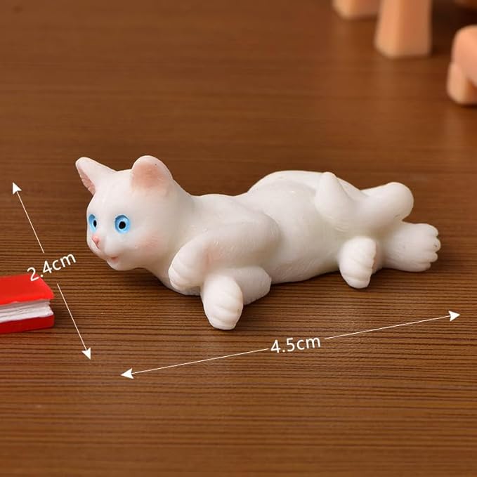 Dollhouse Cats w/ 1/12 Scale Accessories Mini Furniture Model Wooden Miniature (Multicolor-Simple)