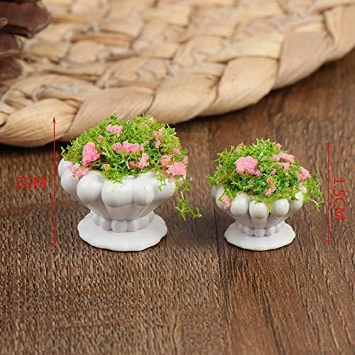 4 Pcs Dollhouse Plant Bonsai Doll House Mini Potted Plant Artificial Tiny Mini Flowerpot Miniature Hanging Potted Plant Miniature Dollhouse Kit for 1:12 Dollhouse Decor Mini Garden
