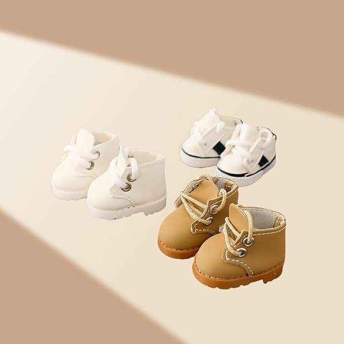 Doll Shoes for Lu bubu 17cm Dolls(No Doll) , Mini Shoes Accessories, Cute PU Leather Shoes Suitable for 17cm Doll, Dress Up Doll Shoes Replacement Black