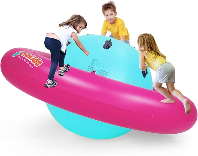 OLAKIDS 8FT Inflatable Dome Rocker Bouncer, Outdoor Kids Giant Roll and Play Seesaw Rocker with 6 Secure Handles, Max Weight 250 LBS, Toddlers Climbing Toy Backyard Play Center Equipment