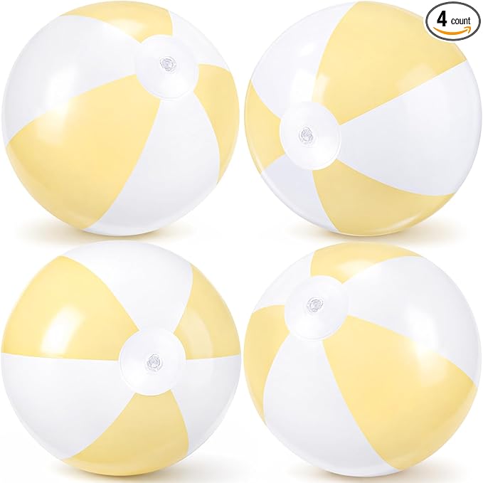 4 Pcs 16 Inch Inflatable Beach Balls Bulk Large Pastel Inflatable Decorated Ball Party Ornaments for Summer Swimming Pool Party Birthday Favors