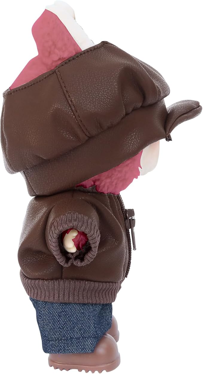 17cm Doll Clothes Sets(No Doll) Brown Leather Jacket Outfits Handcrafted Designer Clothes Including Hat Jacket Trousers and Shoes