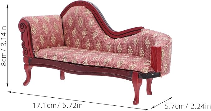 Angoily Miniature Chaise Lounge Scale Vintage Floral Sofa Elegant Dollhouse Furniture Accessory for Living Decor Craftsmanship Timeless European Style