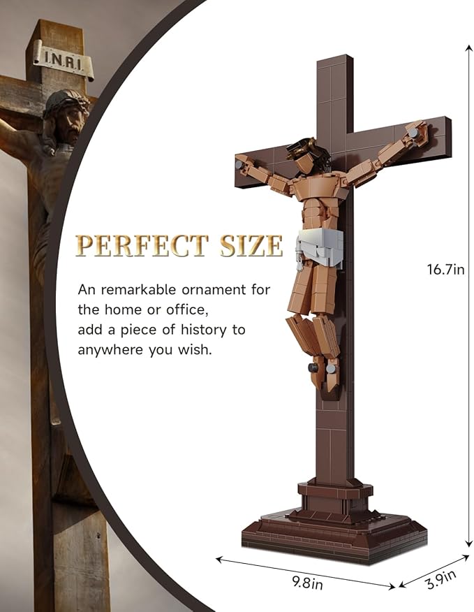 Jesus Crucifixion Building Blocks Set, Compatible Lego Religious Christian Toy Gift for Adults & Kids, Bible Story Model for Home Church Office Decor, 588 PCS