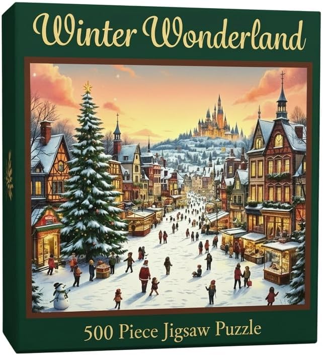 Winter Wonderland Jigsaw Puzzle for Ages 16 and Over - 500 Pieces, Winter/Christmas Village Theme
