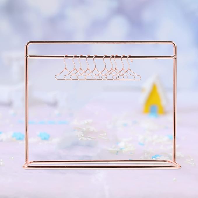 1 Set Doll Apparel Rack Doll Clothes Dry Rack Dress Garment for House Dress Outfit Gown?Rose Gold?