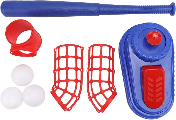 Baseball Pitching Machine, Kids Baseball Batting Machine with Retractable Bat, 3 Plastic Baseballs for Outdoor Sports Parent Child Play