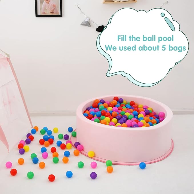 Ball Pit Balls for Kids, Plastic Refill 2.2 Inch Balls, 100 Pack, Bright Colors, Phthalate and BPA Free, Includes a Reusable Storage Bag with Zipper