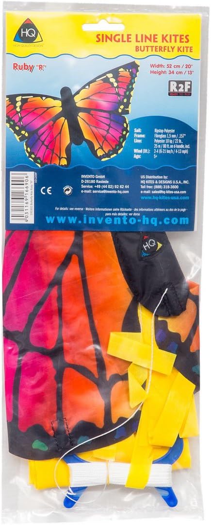 HQ Kites R Butterfly Kite 20 Inch Single Line Kite with Tail