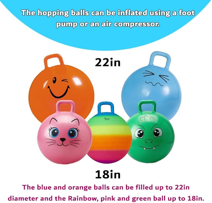 Xino Sports Hopping Ball for Kids - 18 Inch Hopper Ball with Handle, Pink Jumping Bouncer Toy for Indoor and Outdoor Play
