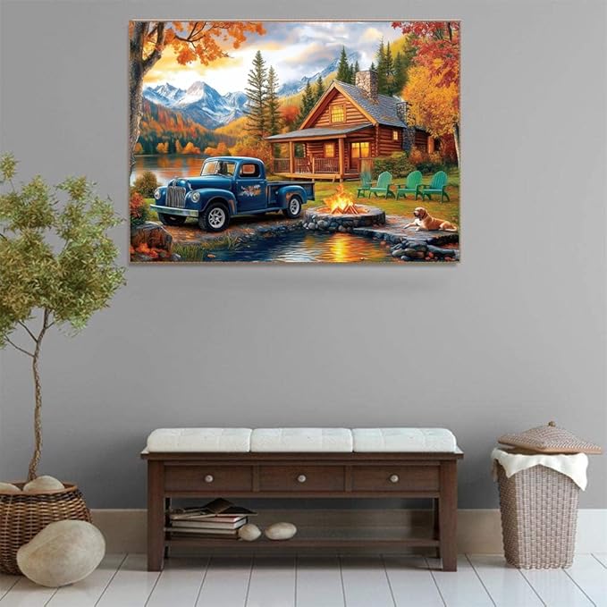 500 Piece Puzzles for Adults Blue Pickup & Cottage 20.5 x 15 Inch 500 Piece Jigsaw Puzzles for Adults Puzzles 500 Pieces for Adults Educational Challenge Puzzle