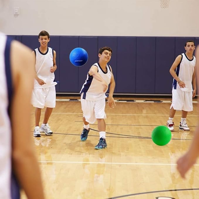 New Bounce Dodgeball Balls - Heavy Duty Set of 4 PG Dodge-Ball Balls for Kids and Adults, Official Size for Dodgeball and Handball - Perfect for Camps and Schools
