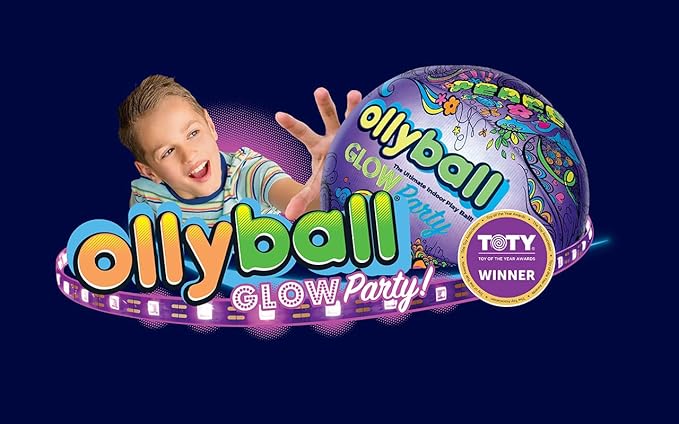 Ollyball NEW Glow Party! Glow in the Dark Inflatable Ball with LED Blacklight Strip and Five Glow Markers Included, Great Indoor Toy for Kids of All Ages!