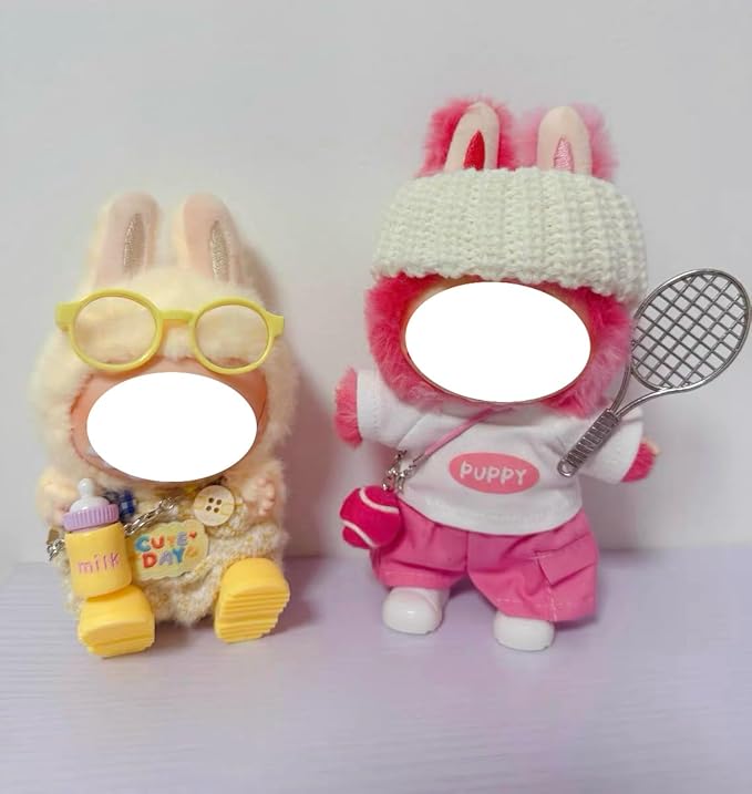 Clothes for 17cm Doll, 4 pcs Set Doll's Outfits Luxury Dress Pants Glasses Headset Shoes Accessories Fashion Stylish Adorable Dolls Clothes (No Doll) (Butter Yellow)