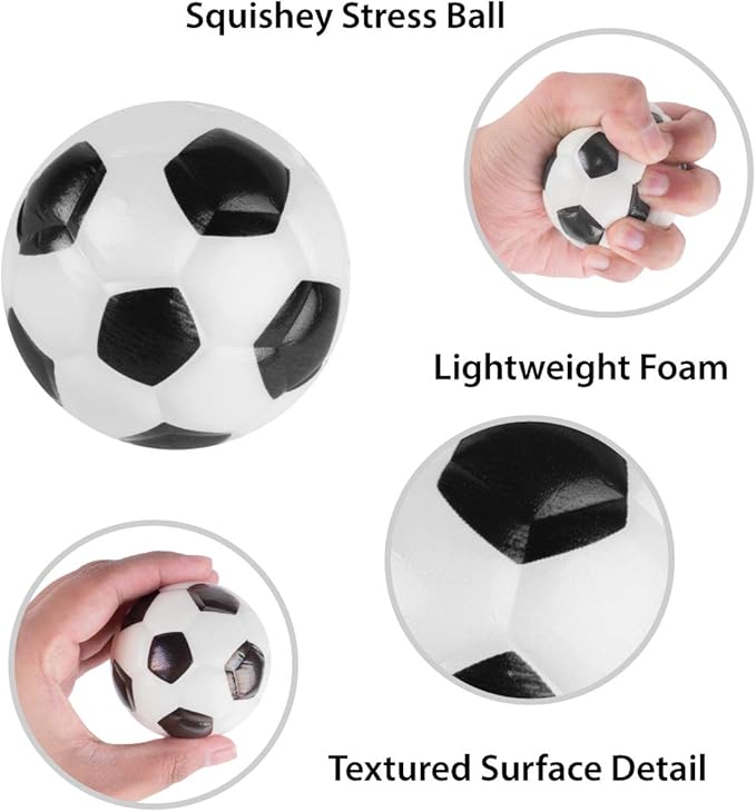 Super Z Outlet Mini Foam Sports Balls for Kids Adults Mini Baseball Football Basketball Soccer Stress Bulk Toy Game Party Decoration Relaxable (Soccer) - Pack of 12
