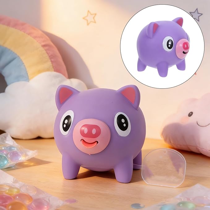 TOYANDONA Squeeze Toy for Kids - Pig Tongue Stick Out Animal Tongue Out Toy Squeeze Ball for Stress Relief Fun Kids Adults Birthday Party Favors Easter Basket Goodie Bag Stocking Stuffers, Purple