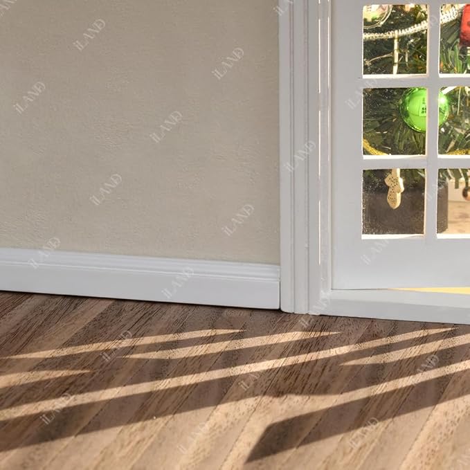 iLAND Dollhouse Flooring 17”x11” 2pcs, Miniature Dollhouse Accessories fit Dollhouse Furniture on 1:12 Scale and 1:6 sacle (Classic Walnut)