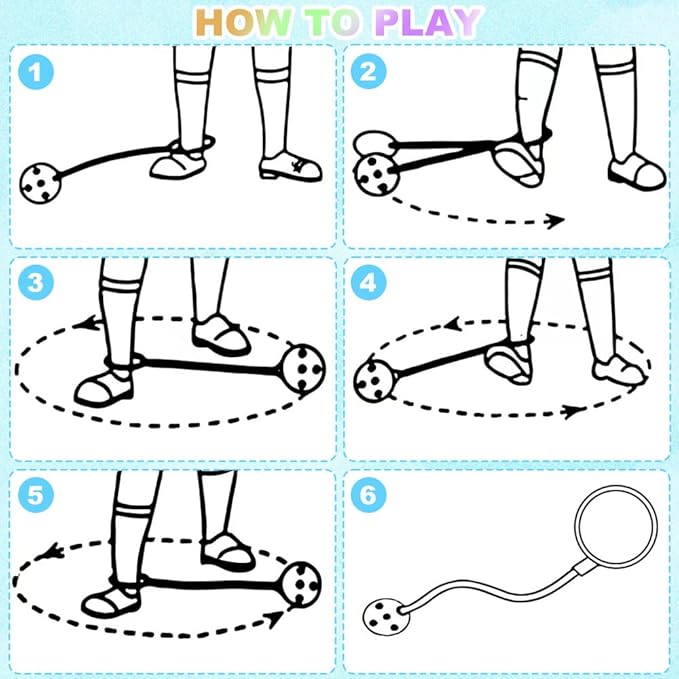 Skip Balls, 6 Colors, 5.91 Inch Diameter Ankle Toys Jump Ankle Ropes Skip and Jump Toys Sports Swing Balls for Girls Boys Gym Class Home Playground Exercising Body Fat Burning