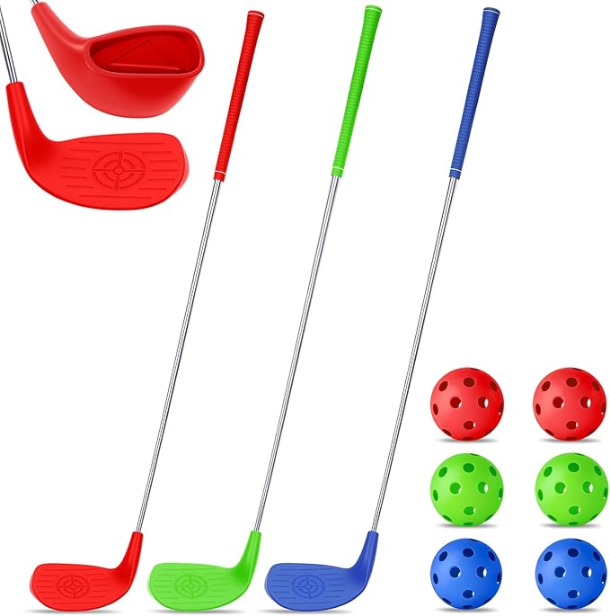 3 Pack 36" Backyard Golf Club with 6 Balls Outdoor Game Set, Right Hands Training Practice Course Portable Golf Play Gift for Family Beach Camping Lawn Park Yards Grass Home Indoor