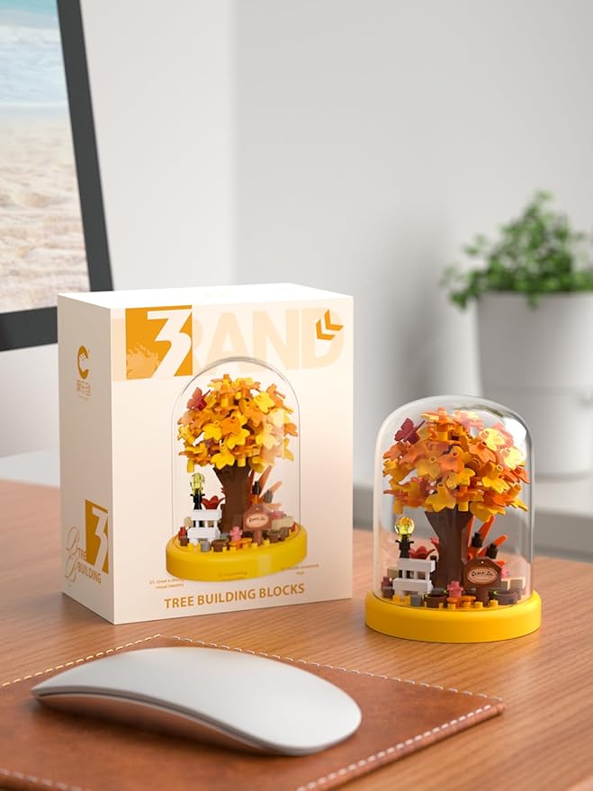 Autumn Leaves Tree House Bonsai Tree House Building Toy Flowers Set Ideas Building Blocks Complete with Dust Cover