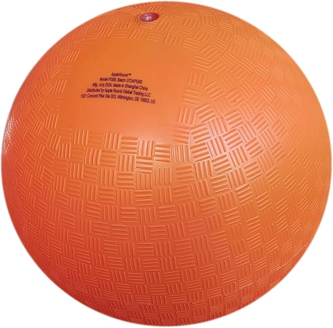 AppleRound 8.5 Inch Playground Ball with Air Pump, Pack of 1 Ball with 1 Pump, Official Size for Dodge Ball, Handball, Camps and Schools (Orange)