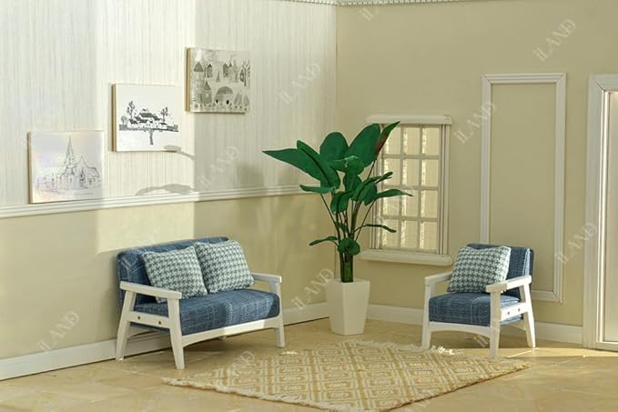 iLAND Dollhouse Flooring on 1/12 Scale 1/6 Scale, Miniature Dollhouse Accessories, 60pcs Double-Sided Dollhouse Floor Tiles (60pcs Noble Swords in Vines & Twill Marbeling)