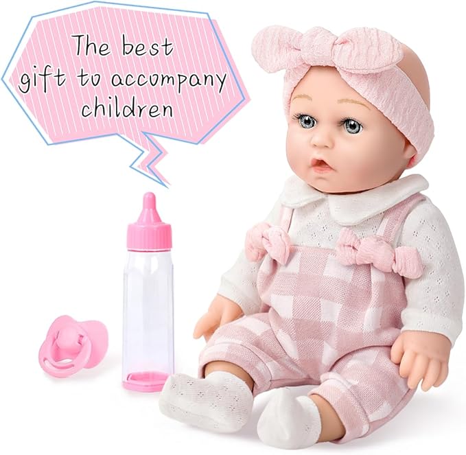 BDDOLL 12'' Baby Doll and Clothes Accessories Playset with Feeding Bottle Pacifier First Baby Dolls for Toddlers 36 Months and Up