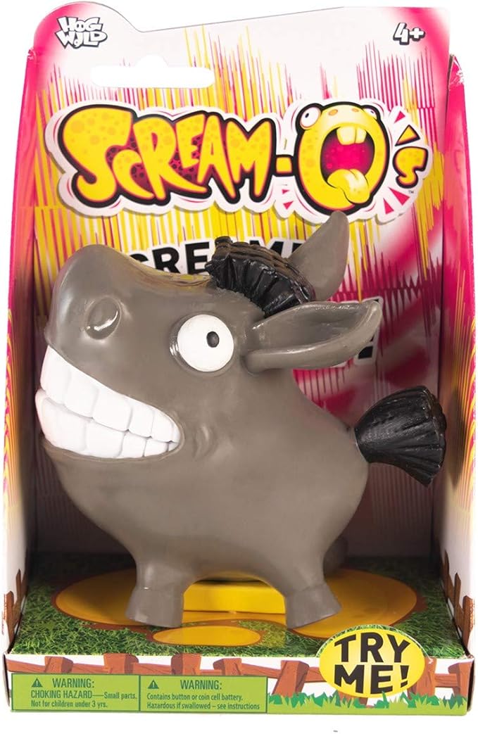 Hog Wild Scream-O Screaming Donkey Toy - Squeeze Donkey's Cheeks and It Makes a Hilarious Screaming Sound - Batteries Included - Funny Desk Toy, Prank, Novelty, Gag Gift for Kids, Adults, Easter