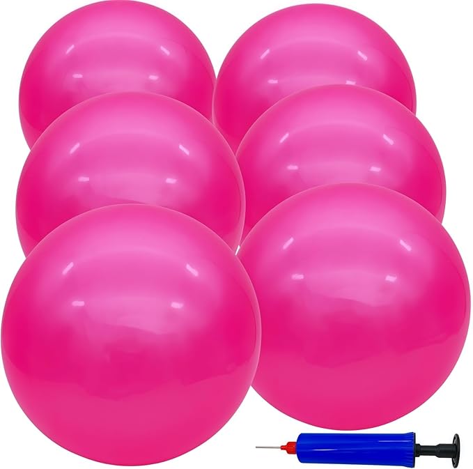 6 Pcs 6 Inch Inflatable Bouncy Balls, with 1 Hand Air Pump