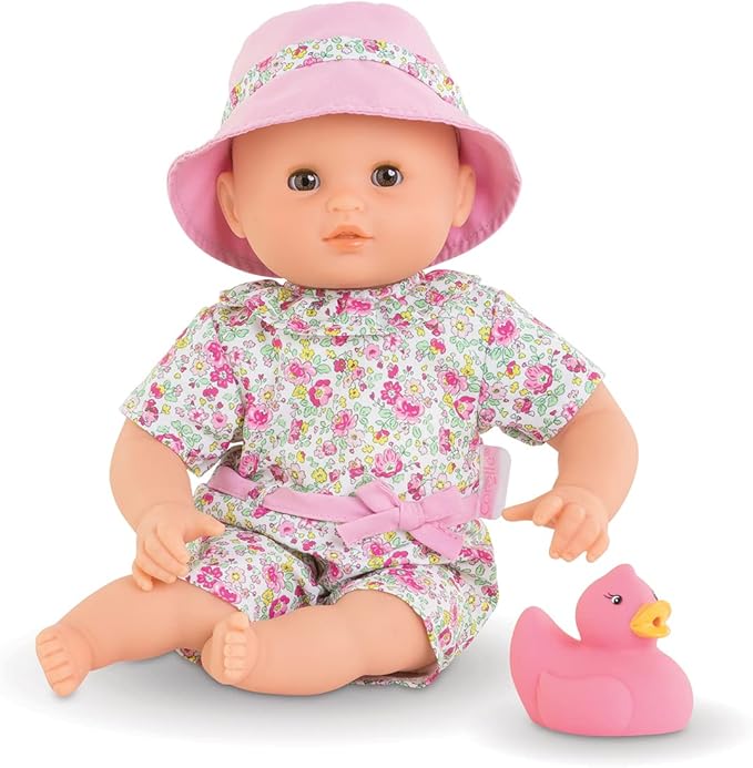 Ma Premiere Poupee Bath Baby Coralie, Soft Body Bath Doll with Bath Toy, Sleeping Eyes, Vanilla Scent, Removable Dresses, 30 cm, from 18 Months