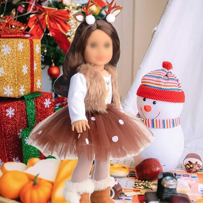 18 Inches Doll Clothes Christmas Deer Costume Tutu Dress fits 18 Inch Doll