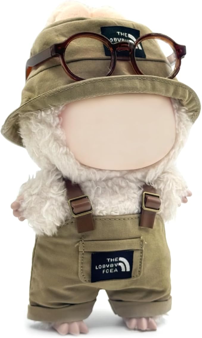 Clothes for Labubu (NO Doll) 17 cm/6.7inch Doll for Labubu Clothes Labubu Accessories Overalls Hat Glasses Dress up Stylish Outdoor Cute for Labubu Outfits