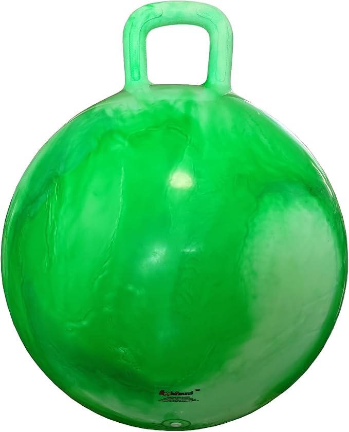AppleRound Hippity Hoppity Hopball with Pump – Sit-On Bouncy Exercise Ball with Handle, 18 inch / 45 cm for Kids Ages 3-7, Cloud Colors (Green)