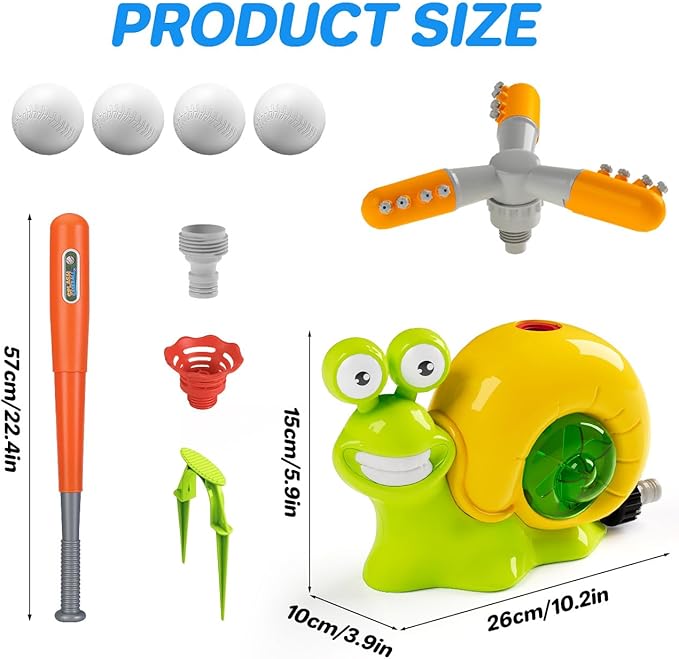 Baseball Water Sprinkler Toys - Outdoor Water Toys for Kids Ages 4-8 8-12 - Summer Water Spray Game for Lawn Backyard Garden - Toddler Outside Toys for 4 5 6 7 8 11 12 Year Old