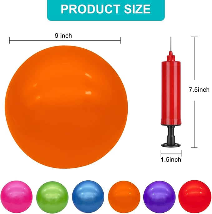 3 Pcs Inflatable Playground Balls 9 Inch Bouncy Balls with Hand Air Pump for Indoor Outdoor Play Balls for Kids