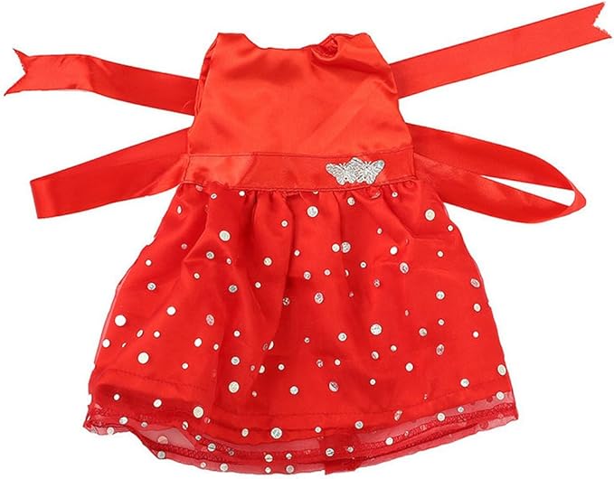 18 inch Girl Doll Clothes and Accessories - Beautiful Red Dress with Dots Outfit for 18 Inch Dolls