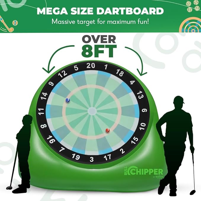 Swooc Games® - Bull Chipper™ | Giant Golf Darts with 10+ Golf Games | Backyard Game with Air Pump | Yard Game for Adults | Giant Outdoor Fun for Adults and Family | Outside Activity - Golf Chipper