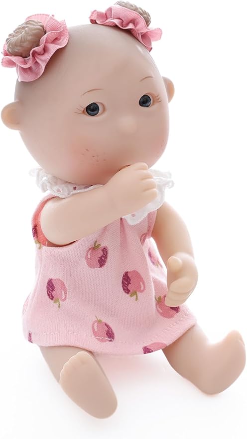 Potato Baby Doll, 7 Inch Mini Baby Doll with 5 Movable Joints, Thumb-Sucking Pose, Full Body Vinyl Doll for Play, Display, and Collection, Gifts for Boys and Girls, Collectors, Ages 3+ (Pink)