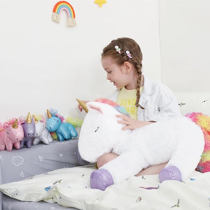 Tezituor 24 Inches Unicorn Plush Toy Set for Girls,Small Unicorn Stuffed Animal, 5Pcs Unicorns in Mommy’s Belly,Soft Unicorn Stuffy with Babies Plushie,Kids Women Gifts Christmas Valentines White