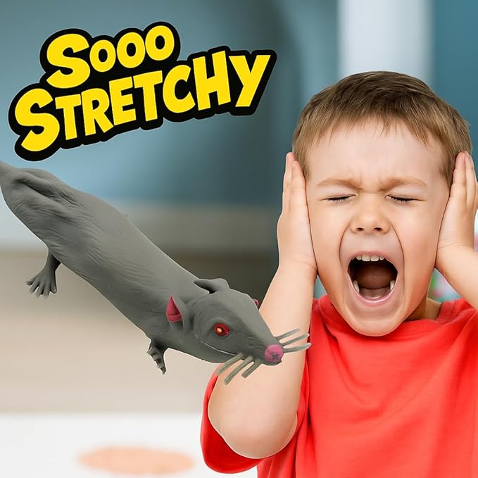 JA-RU Gross Crunchy Rat Toy (Pack of 3) Stretchy, Squishy & Yucky Mouse Toy. Halloween Scary Toy for Kids. Party Favor. Fake Bug, Prank Toy, Gag Gift, Halloween Party, Crunchy, Textured. 2492-3